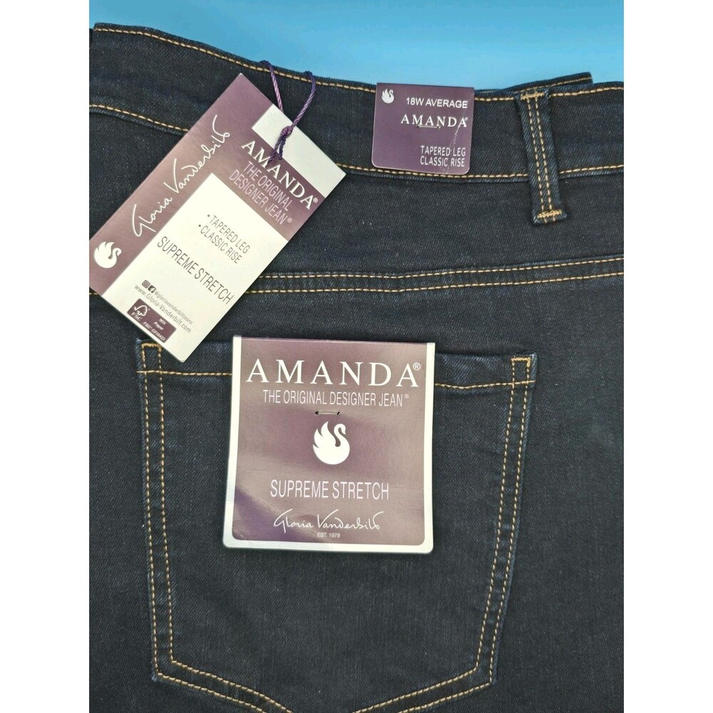 Gloria Vanderbilt Women's Dark Blue Amanda Classic Tapered Jeans Pants Sz 18w - Picture 3 of 3
